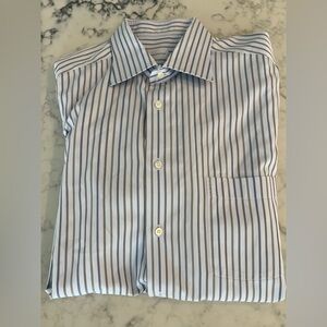 Ermenegildo Zegna Shirt 44 17 1/2 Cotton Striped Comfort Fit Button Down EUC